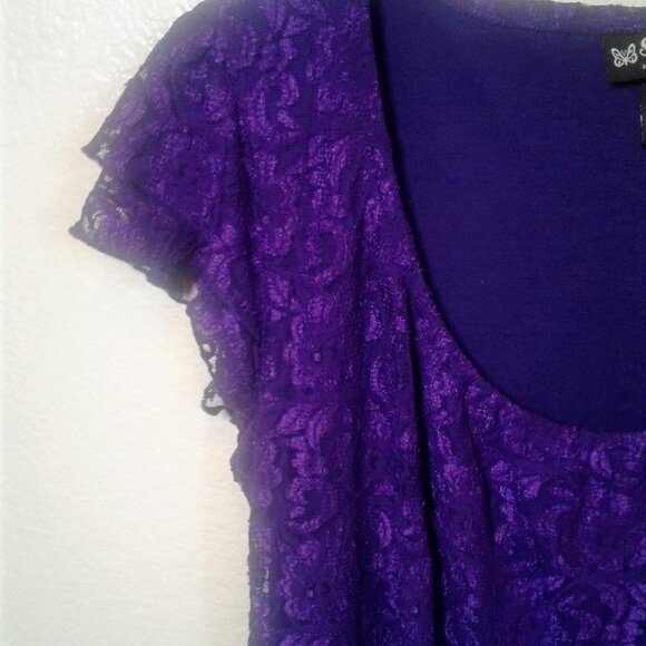 Self Esteem Woman's Purple Lace Top SZ L - Picture 6 of 10